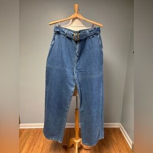 Boden Blue Belted Wide Leg Jeans 12